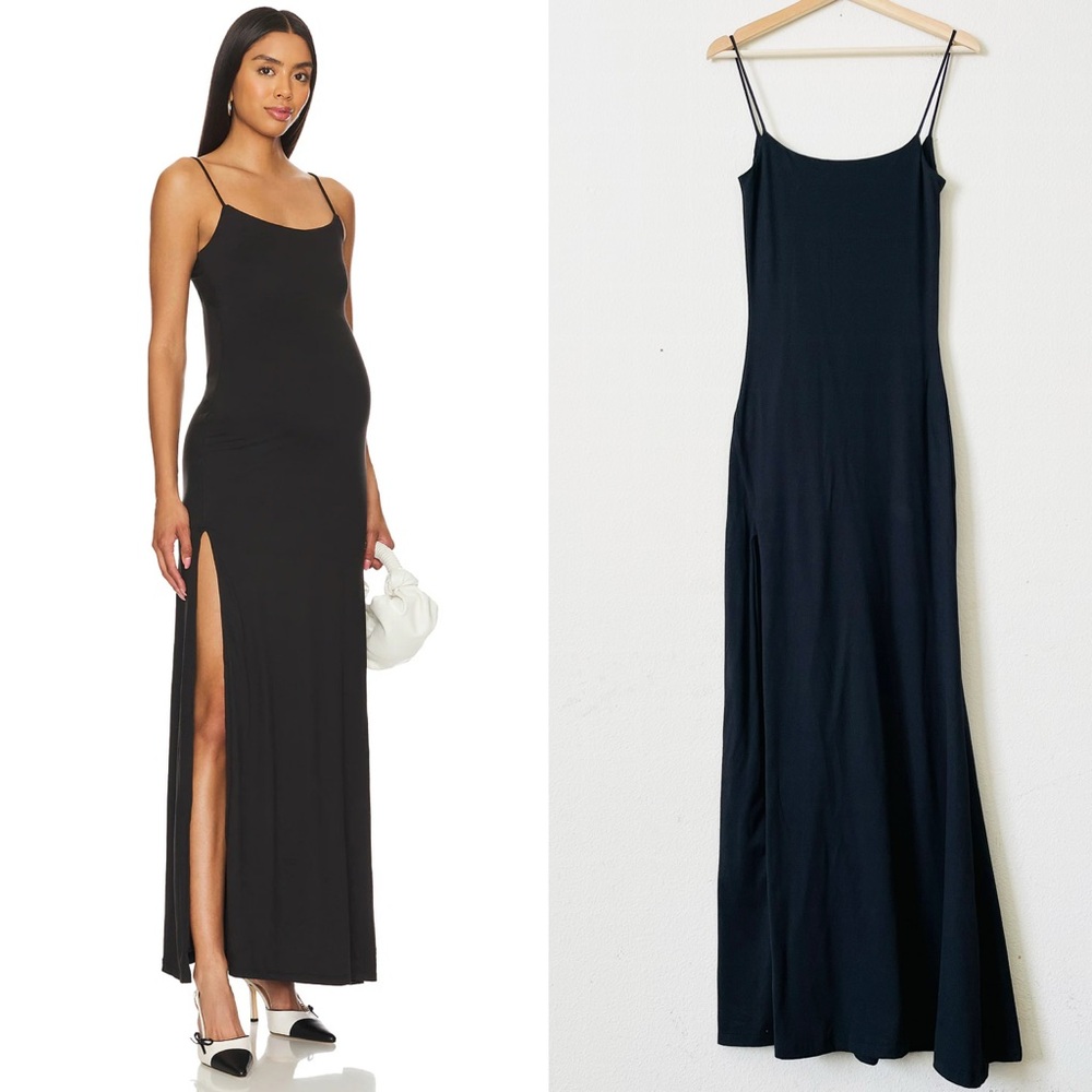 Black Spaghetti Strap Maxi Dress with Side Slit